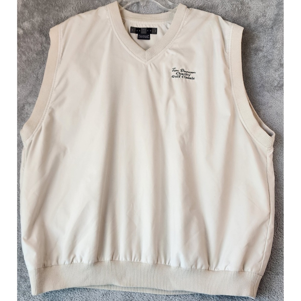 Nike Golf Vest Mens Large Cream Tim Duncan Charity Golf Classic Windbreaker